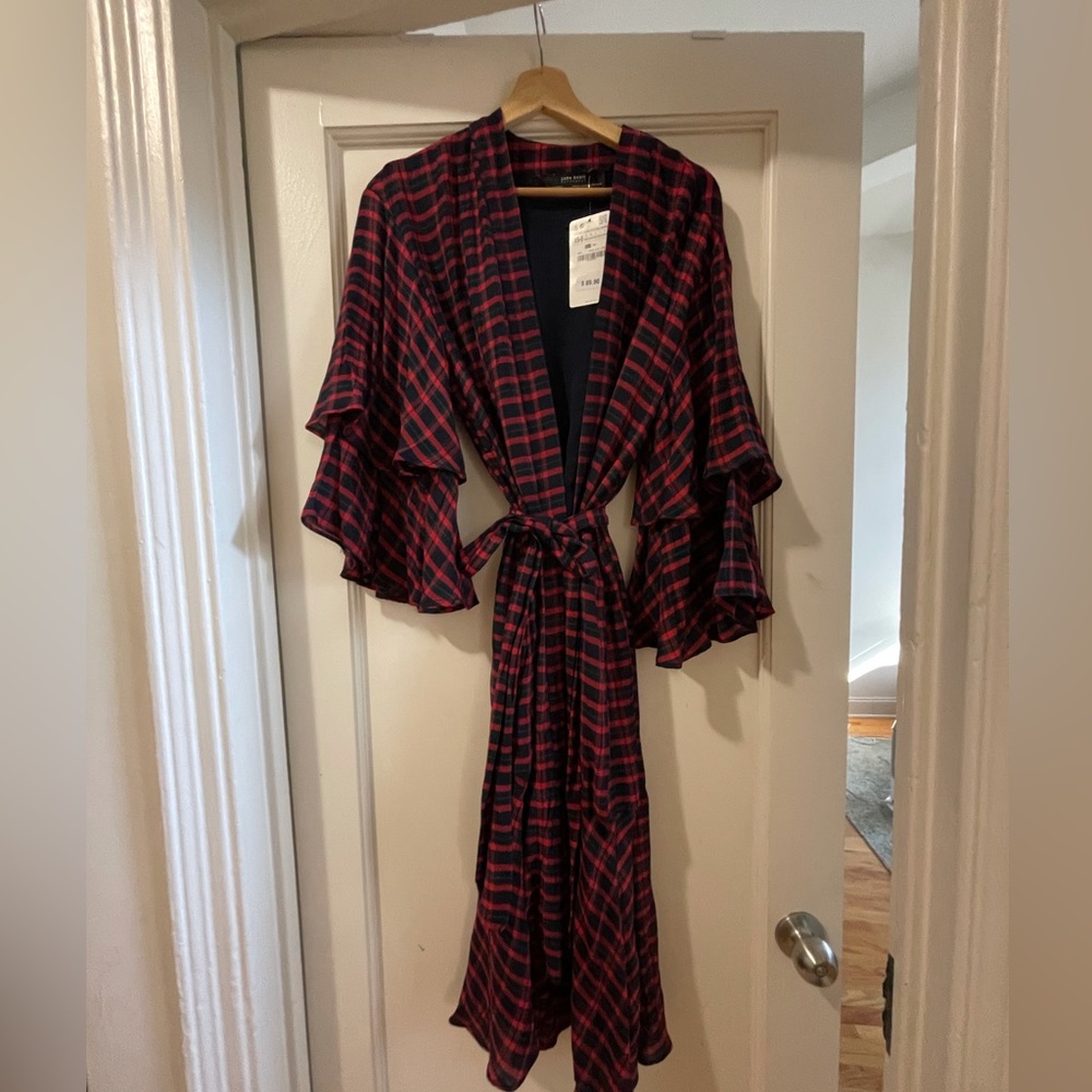 Plaid Zara wrap dress/robe